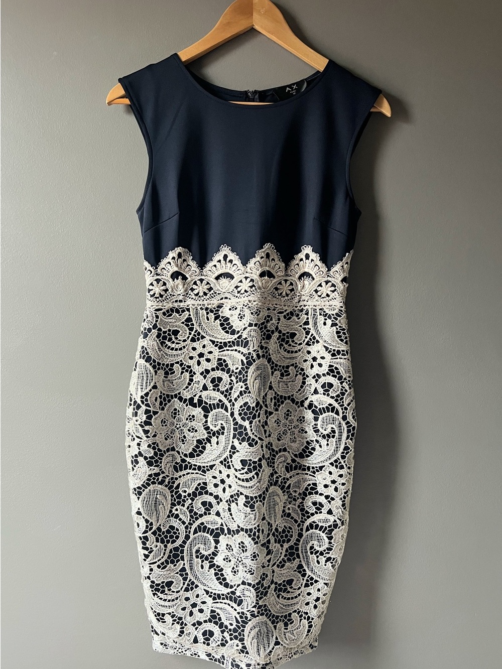 AX Paris Classic Navy & White Lace Sheath Dress